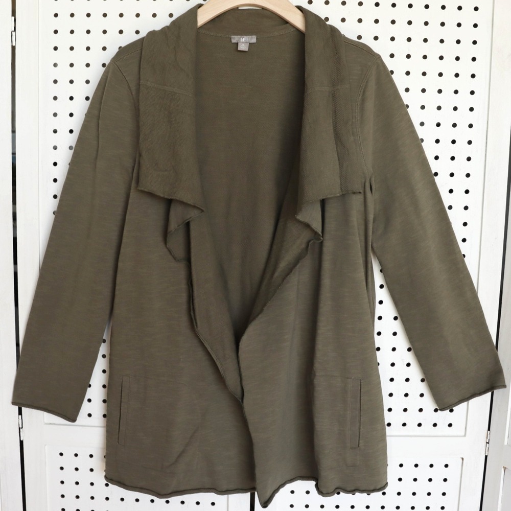 J Jill Perfect Green Open Front Cardigan with Pockets SIZE M Petite